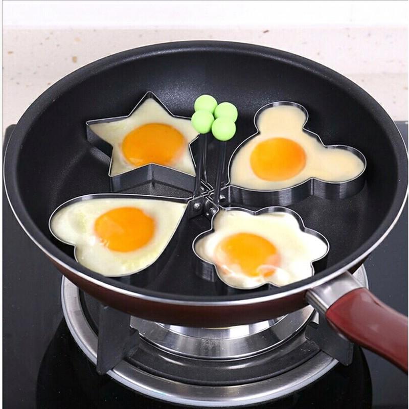 Bộ 4 Khuôn Chiên Đúc Trứng, Làm Bánh Nhiều Hình Inox - Hàng Loại 1