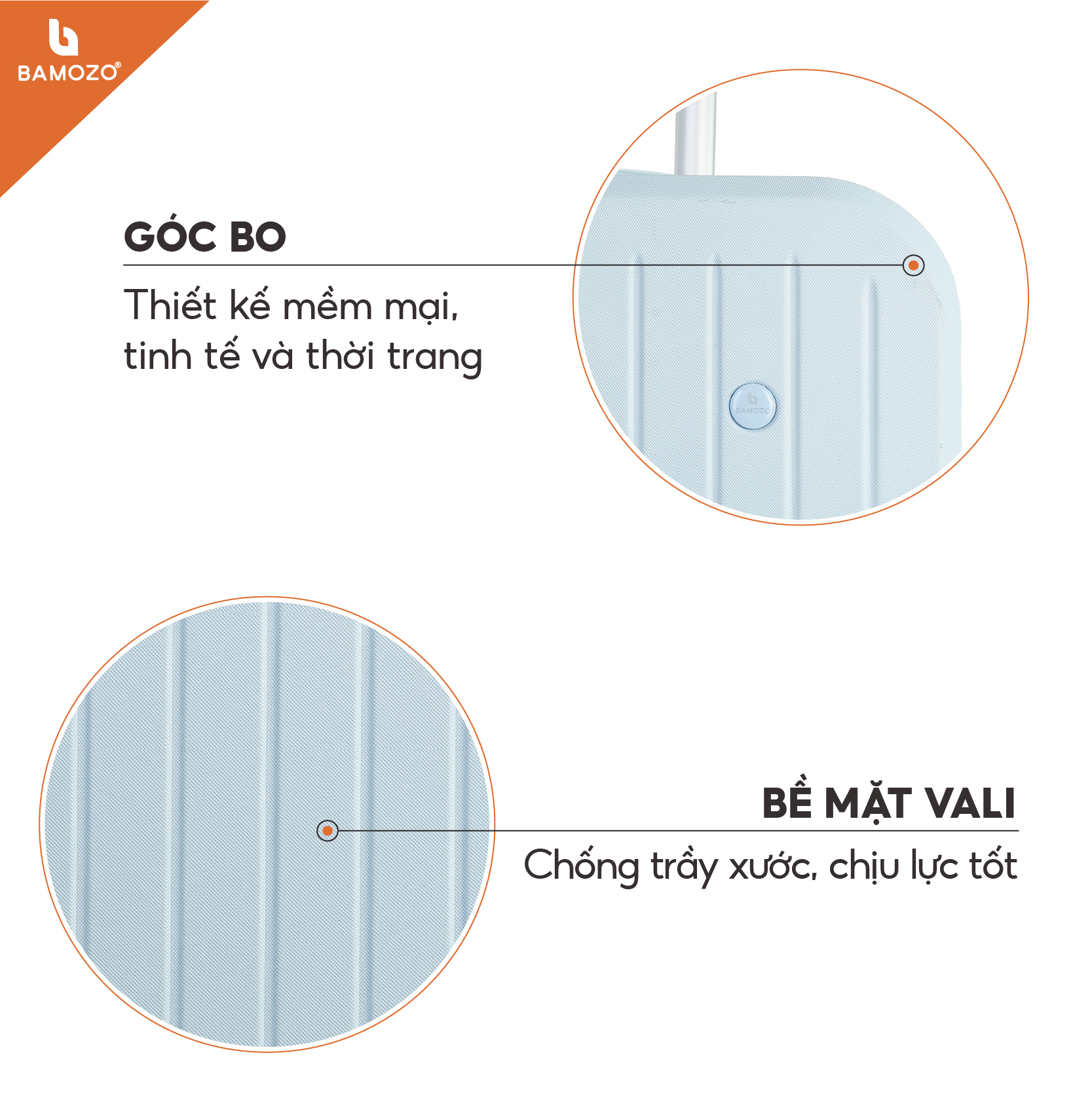 Vali du lịch thời trang Bamozo 8812 size 20/24 , vali nhựa kéo được bảo hành 5 năm.