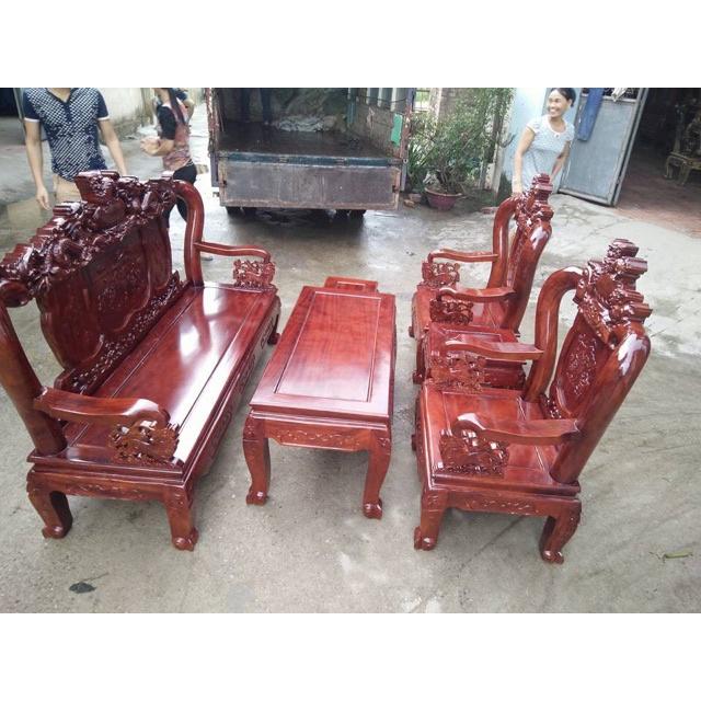 Bàn ghế Nghê Đỉnh gỗ Xà Cừ