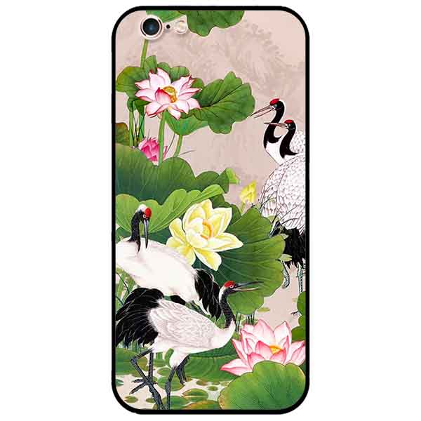 Ốp lưng in cho Iphone 6/6s Mẫu Sen Và Hạc