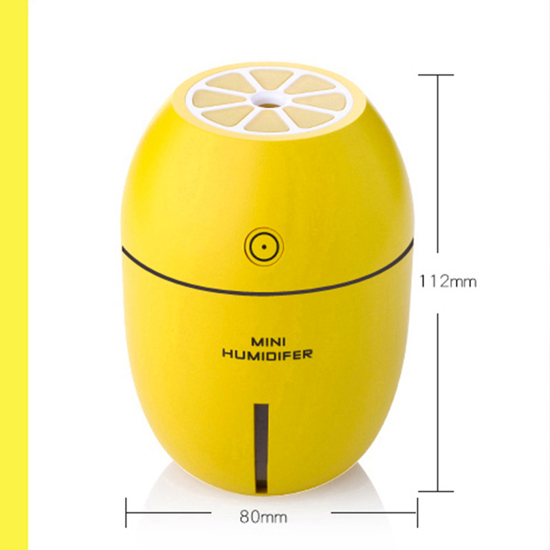 Máy phun sương tạo ẩm mini Humidifier hình trái chanh kiêm đèn ngủ - Màu vàng chanh