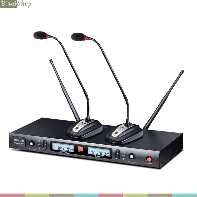 Takstar TS-8807TT / TS-8807HH - Micro Không Dây UHF 2 Kênh Cho Hội Nghị, Giảng Dạy, Phát Thanh- Hàng chính hãng