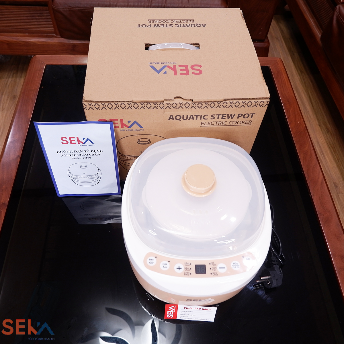 Nồi Hầm Cháo Chậm Cho Bé SEKA GT69 dung tích 2L - Nồi Nấu Cháo, Hấp Cách Thủy, chưng yến.