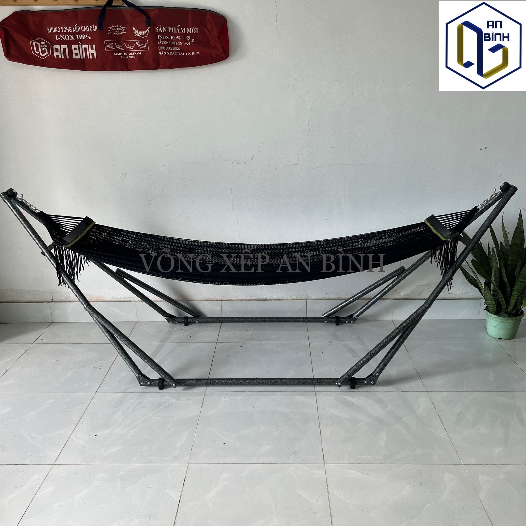 Bộ võng xếp An Bình hàng xuất khẩu Hàn Quốc SD2 sơn tĩnh điện fi32 khung tải trọng 180kg