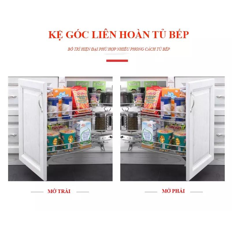 Kệ Góc Liên Hoàn Nan Tròn INOX304 Chính Hãng (CÓ THỢ LẮP ĐẶT)