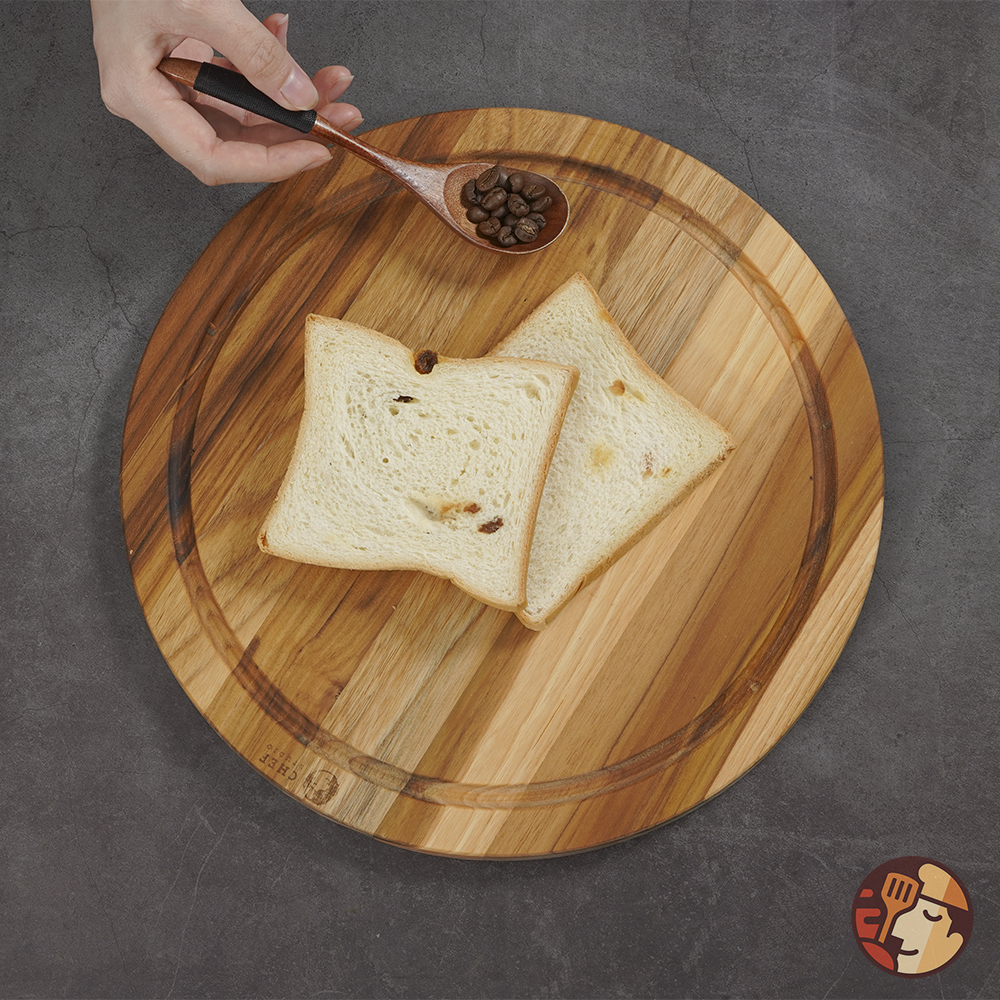 Thớt gỗ Teak Chef Studio cao cấp hình tròn có rãnh, dày 1.4 cm dùng cho cắt thái và trang trí