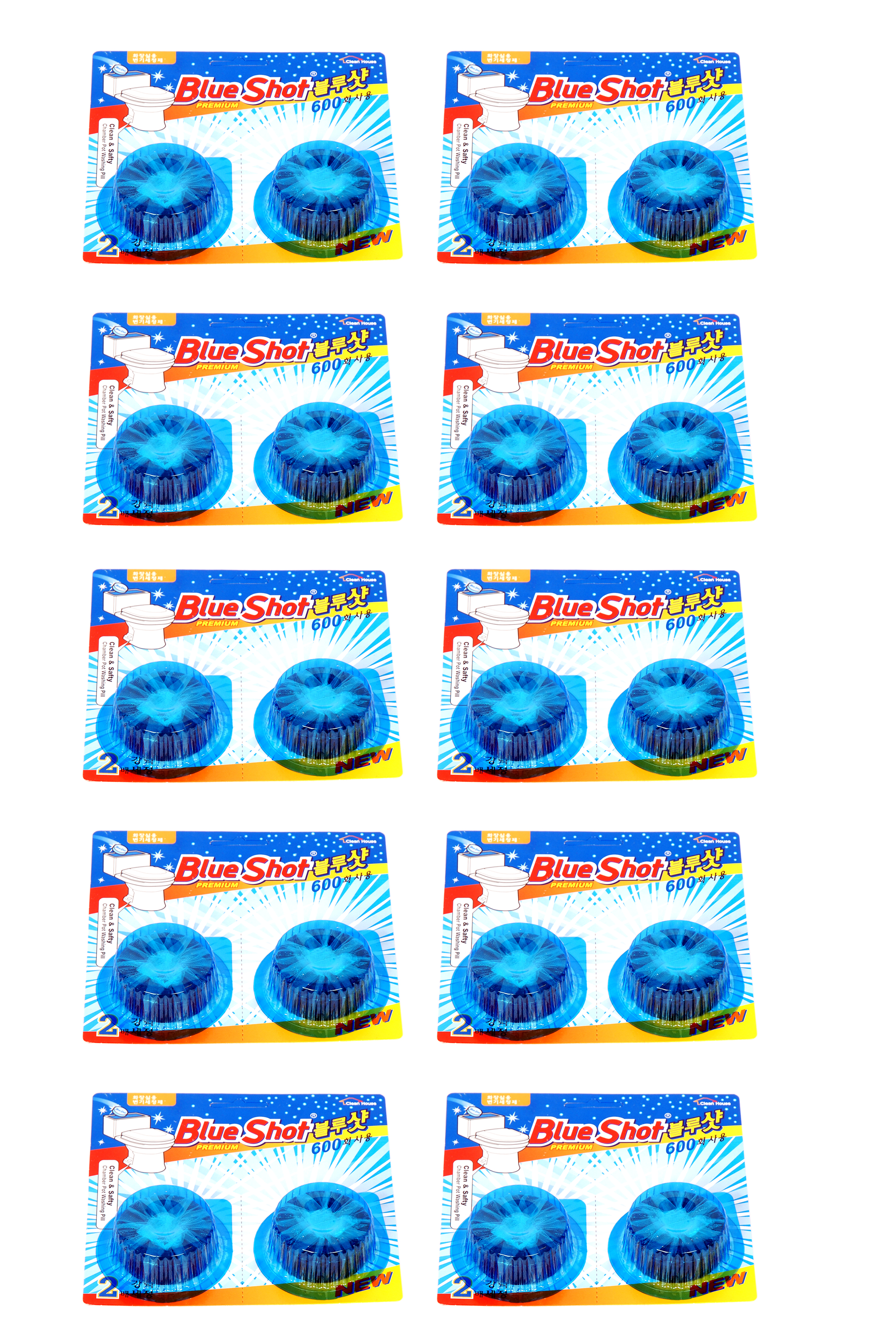 Bộ 10 Vỉ tẩy vệ sinh khử mùi bồn cầu cao cấp Hàn Quốc Blueshot - 1 viên sử dụng được 600 lần xả tương đương thời gian lên tới 1 tháng rưỡi