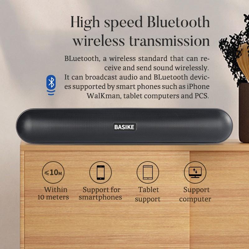 Loa BASIKE bluetooth 5.0 âm siêu trầm siêu ấm kết hợp 4 trong 1 cao cấp-Hàng chính hãng