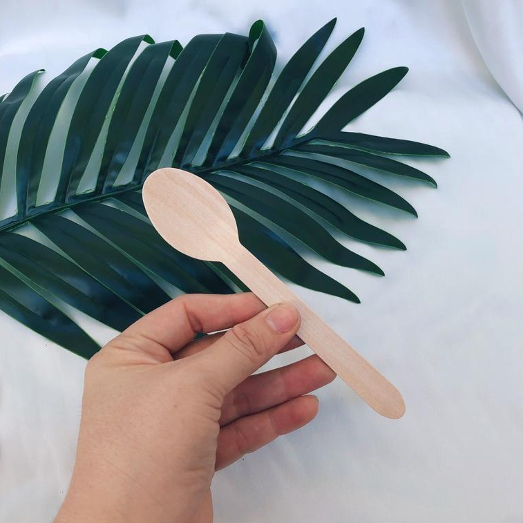 100 Muỗng Gỗ Dài 16cm Dùng Ăn Bánh - Cơm - An Toàn Thực Phẩm
