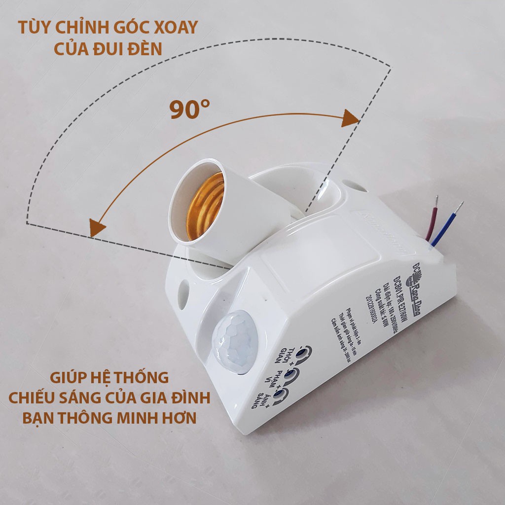 Đui đèn cảm ứng RD đui xoáy E27, hồng ngoại tự động bật tắt khoảng cách từ 3-5m