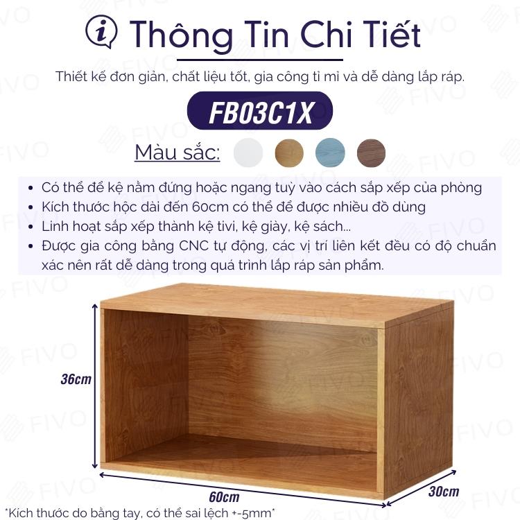 Kệ Sách Gỗ Đa Năng Gỗ MDF FIVO FB03 Không Cửa Dễ Lắp Ráp, Tấm Lưng Chắc Chắn, Nhiều Màu Sắc (60x30x30cm) - Hàng Chính Hãng