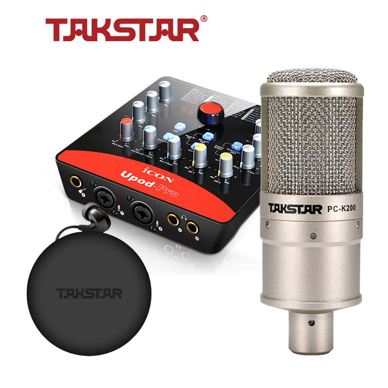 Combo thu âm, livestream souncard icon upod pro, mic PC-K200, tai nghe TS 2260 kèm đầy đủ phụ kiện - hàng chính hãng