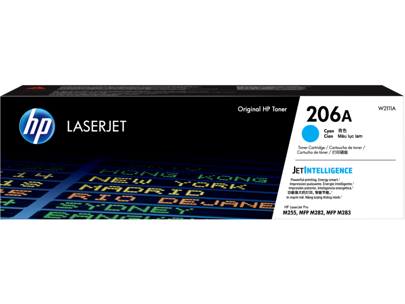 Hộp mực in laser chính hãng màu xanh HP 206A dùng cho máy in HP LaserJet M255dw/M255nw/M283fdw/M283fdn/M283cdw/M282nw (W2110A) - Hàng Chính Hãng