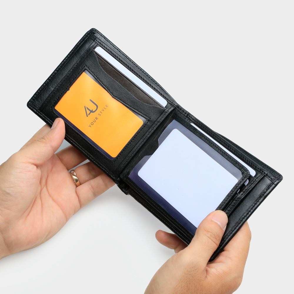 Bóp ví nam da bò thật 4U cao cấp dáng ngang, nhiều ngăn đựng tiền và thẻ FA162