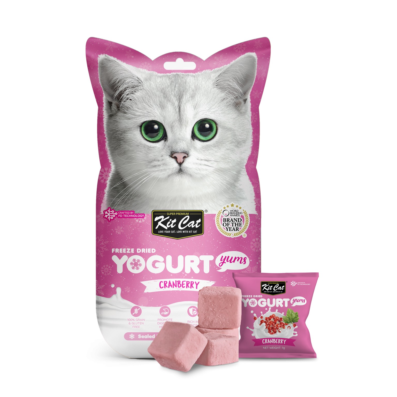 Sữa chua sấy thăng hoa Kit Cat cho mèo _ Freeze Dried Yogurt Yums Cat Treat [ Túi 10 viên