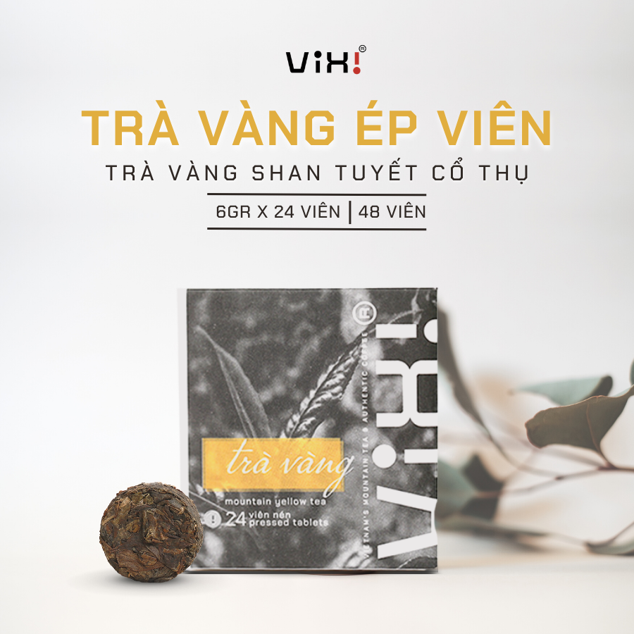 Trà vàng cổ thụ ViXi trà shan tuyết ép viên tiện lợi 6gr