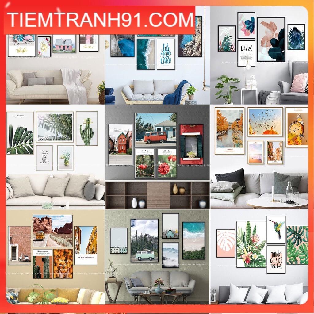 TRANH TREO TƯỜNG BỘ 5 BỨC - TIỆM TRANH 91 - TRANH CANVAS Bắc Âu giá rẻ, in theo yêu cầu size L