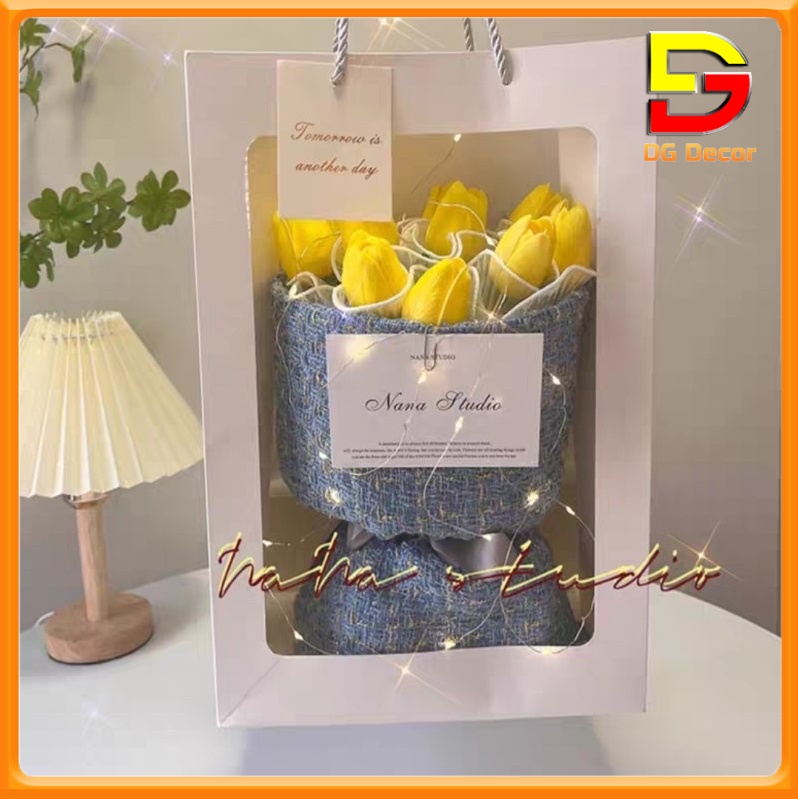 Bó Hoa Tulip Cao Su Nhiều Màu Sắc Làm Quà Tặng Sinh Nhật Sự Kiện Khai Trương Cửa Hàng DC-17