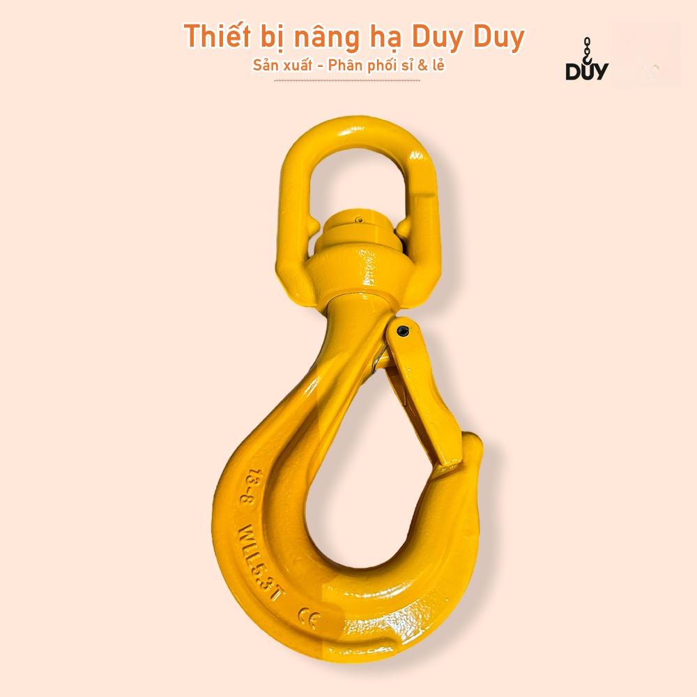 Móc Cẩu Xoay 360 Chống Xoắn Cáp - Móc Treo Palăng Có Vòng Bi, Chốt An Toàn Chịu Tải 1 Tấn - 5 Tấn