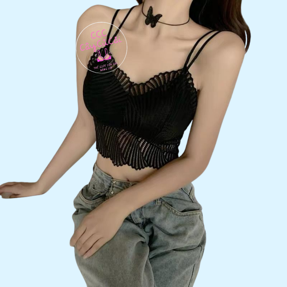 Áo bra ren, áo bra dệt lưng chéo chất gân quyến rũ -CCC065