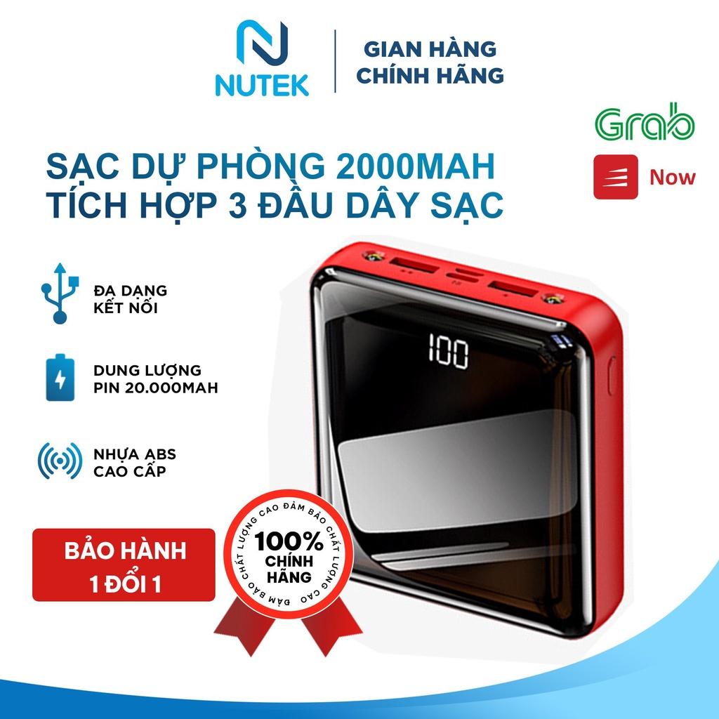 Bộ Sạc Pin Dự Phòng Thông Minh NUTEK Với 3 Đầu Dây Tiện Ích, Thiết Kế Nhỏ Gọn Tiện Mang Theo