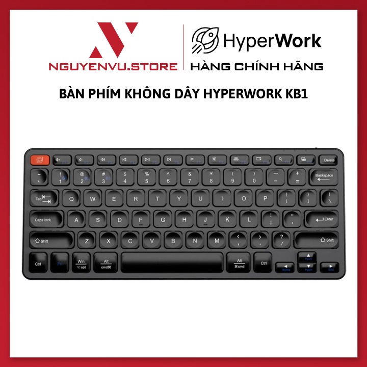 Bàn phím Không Dây HyperWork KB1 (Bluetooth) - Hàng Chính Hãng