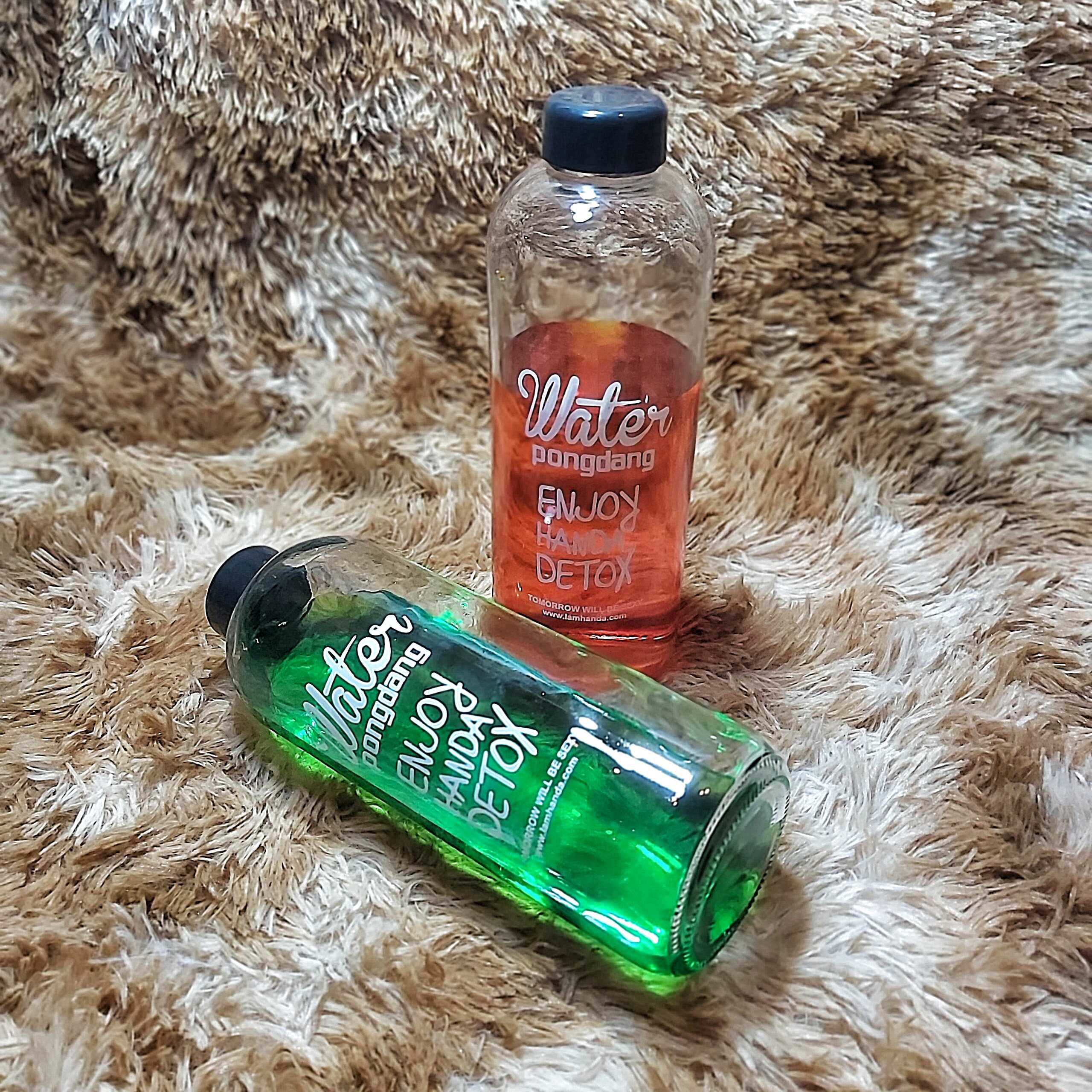 2 Chai Thủy Tinh đựng nước DETOX 1000ML mẫu Cao - Nắp nhựa có gioăng cao su
