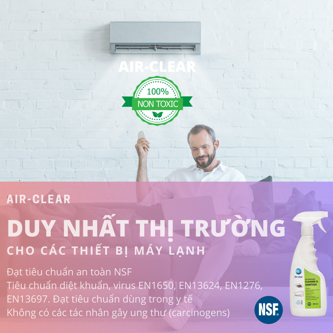 Chai xịt diệt khuẩn, nấm mốc máy lạnh điều hoà Air-Clear, 500ml , an toàn NSF