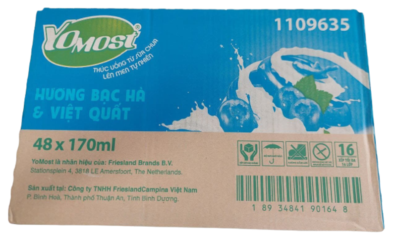 Thùng 48 Hộp Sữa Chua Lên Men Tự Nhiên Yomost Bạc Hà - Việt Quất