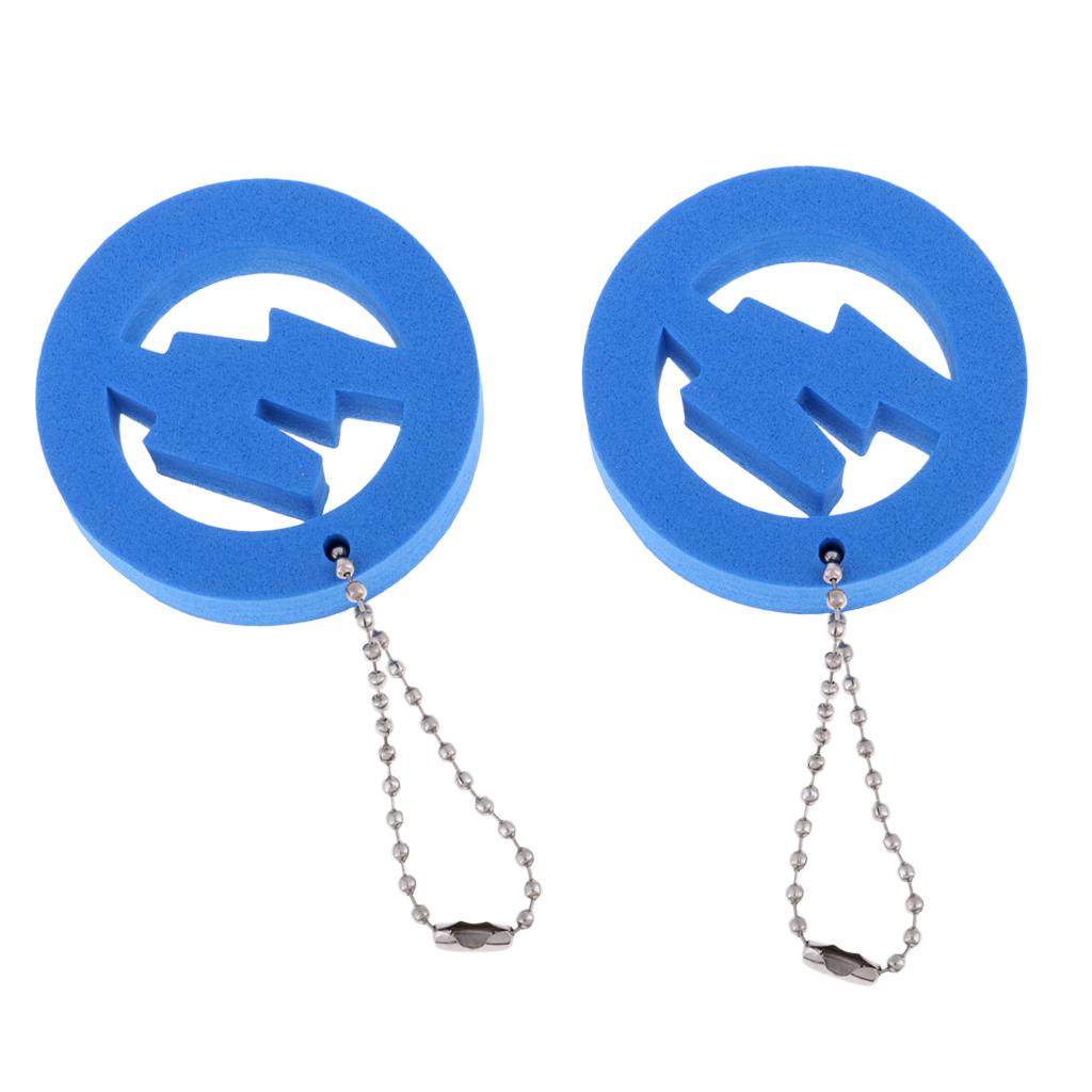 2x2 Pieces Round Buoy EVA Floating Keychain Keyring Water Key Float Blue