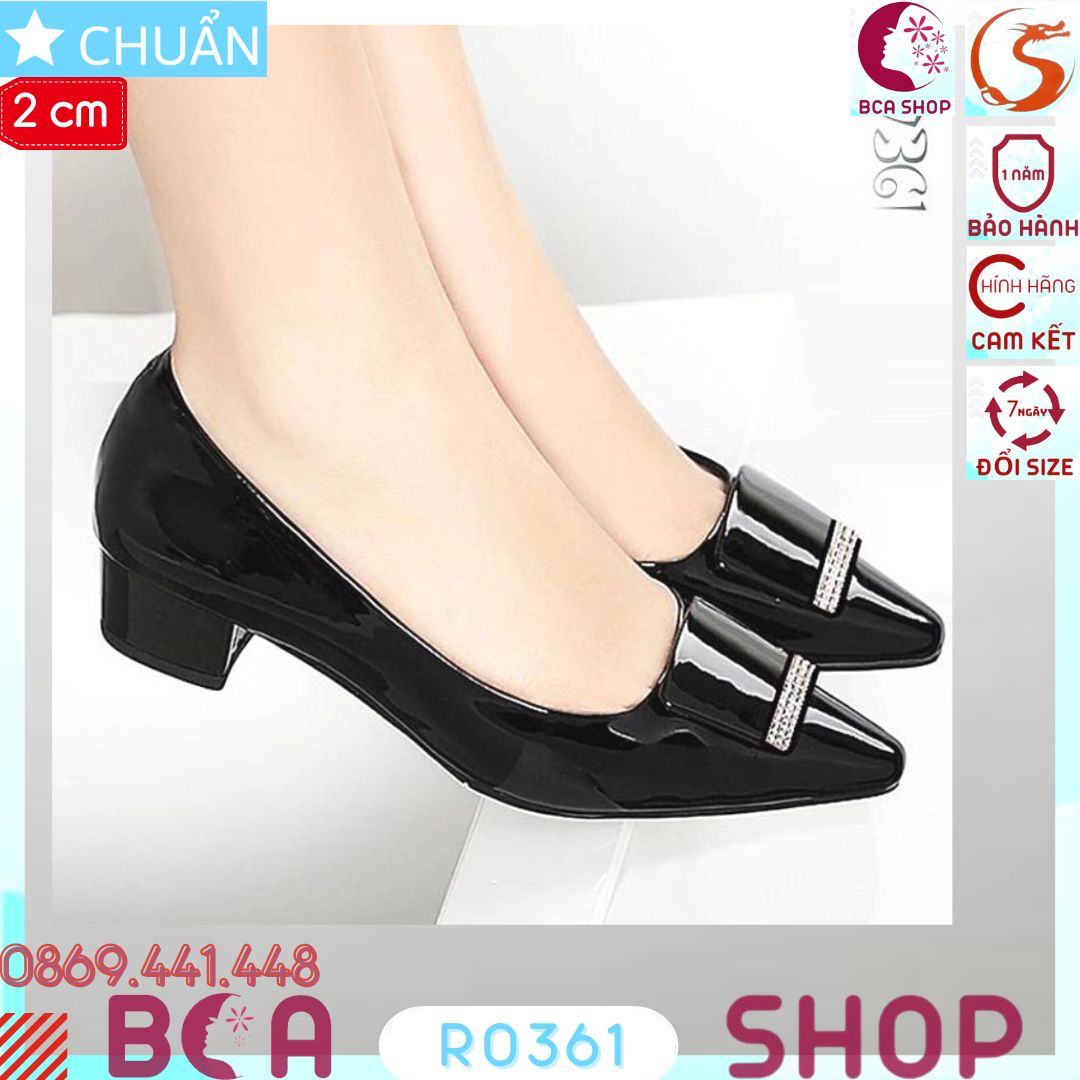 Giày búp bê nữ cao gót 2p RO361 ROSATA tại BCASHOP - màu đen