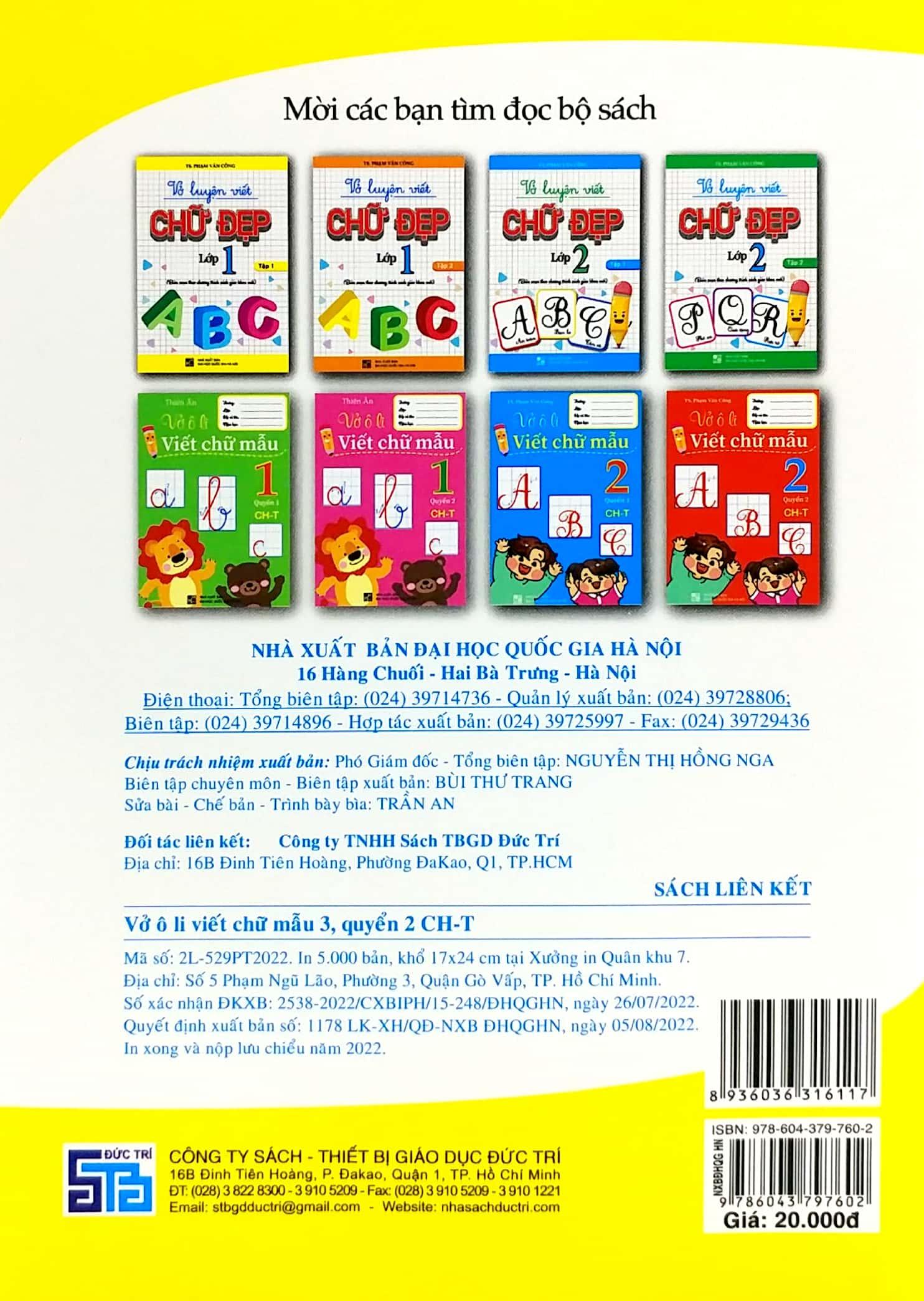 Vở Ô Li Viết Chữ Mẫu 3 - Quyển 2