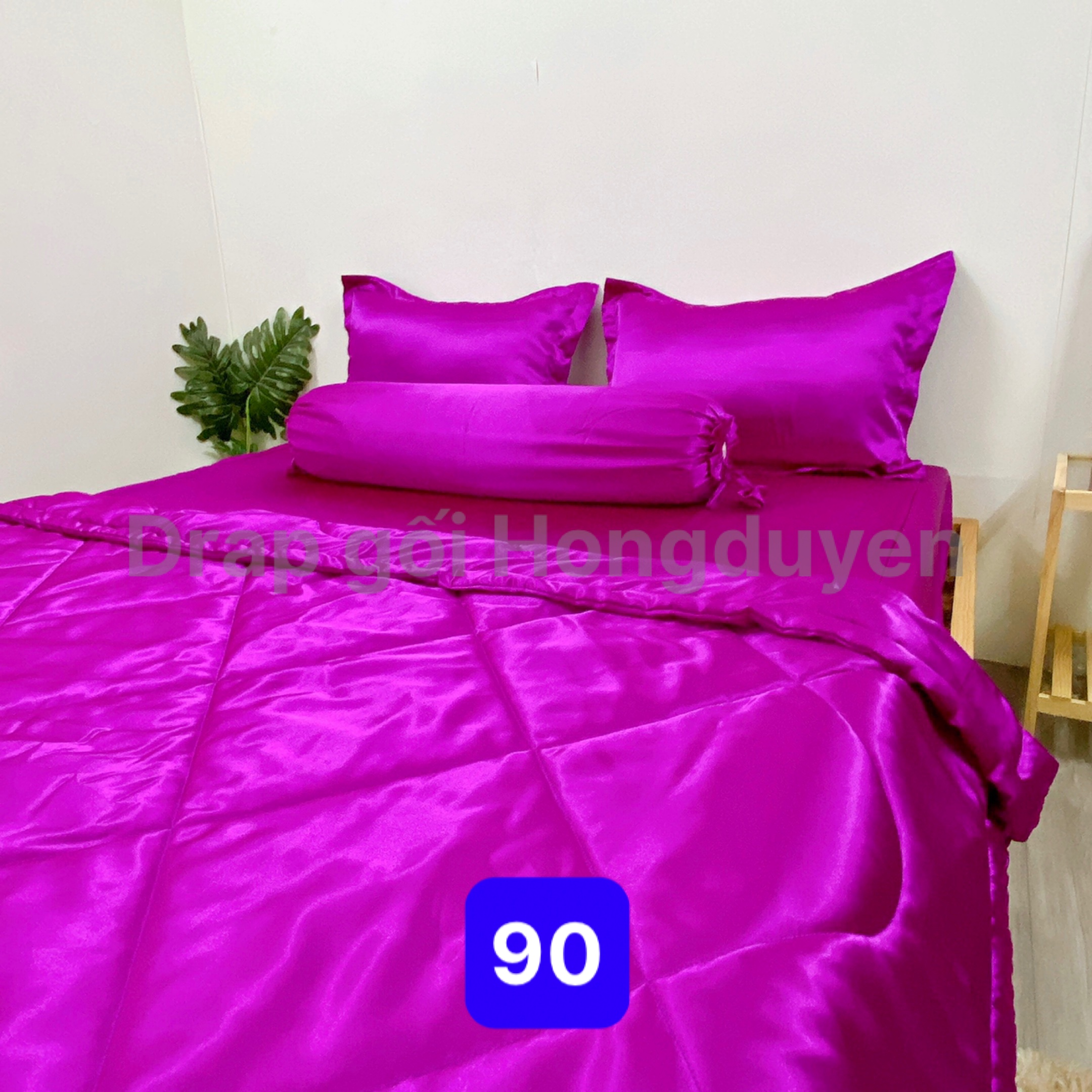 Bộ vỏ gối-ga phi bóng KO MỀN/CHĂN 1m6/1m8 trơn tím 90. Bộ drap phi bóng 1 màu. Bộ grap phi bóng. Bộ drap phi lụa. Bộ grap phi lụa. Bộ ga phi lụa. Ga giường - drap giường - grap giường - ra giường.