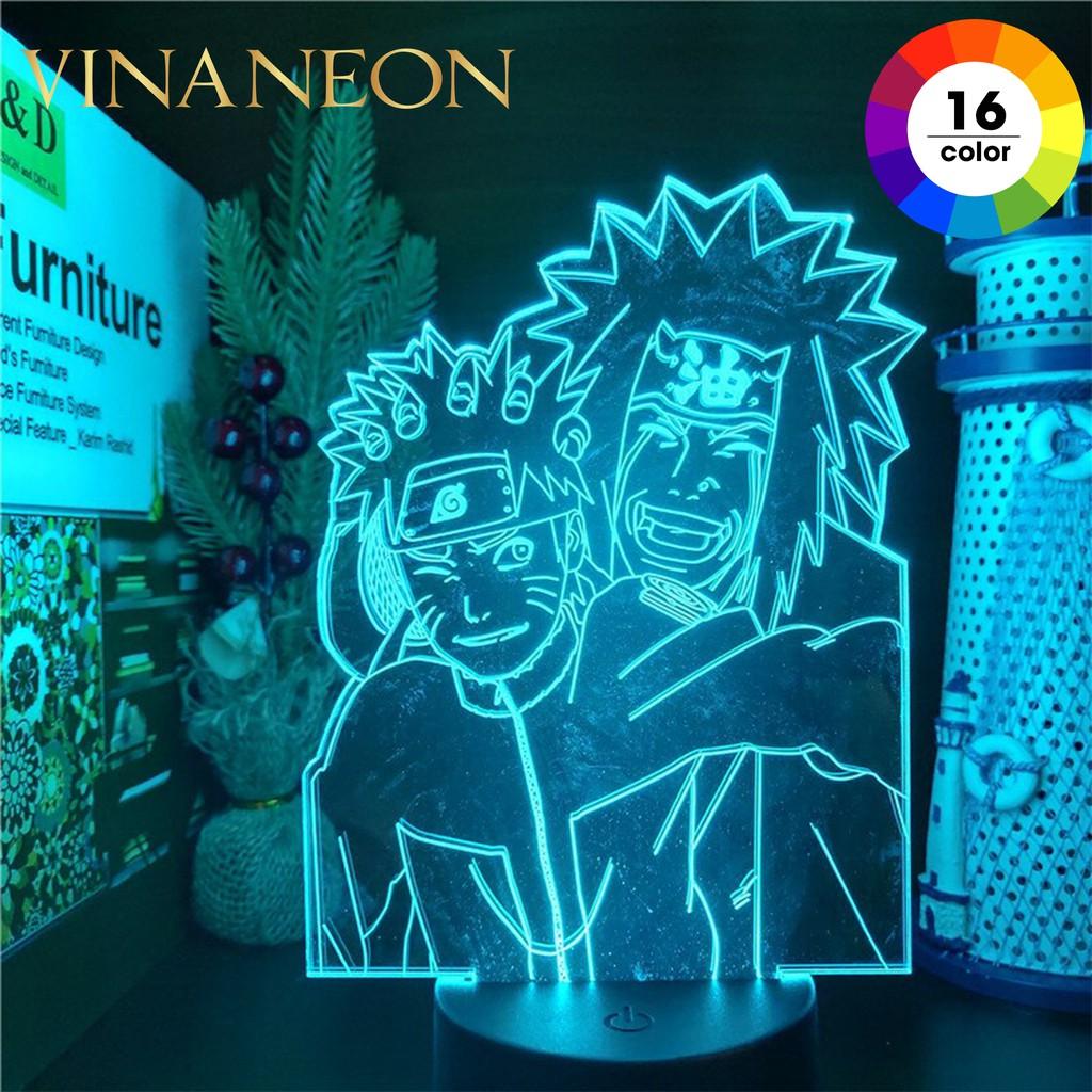 Đèn Led Trang Trí ️ Đèn Trang Trí Bàn Làm Việc Nhân Vật Naruto và thầy Jiraiya Đèn Neon Trang Trí 3D Anime