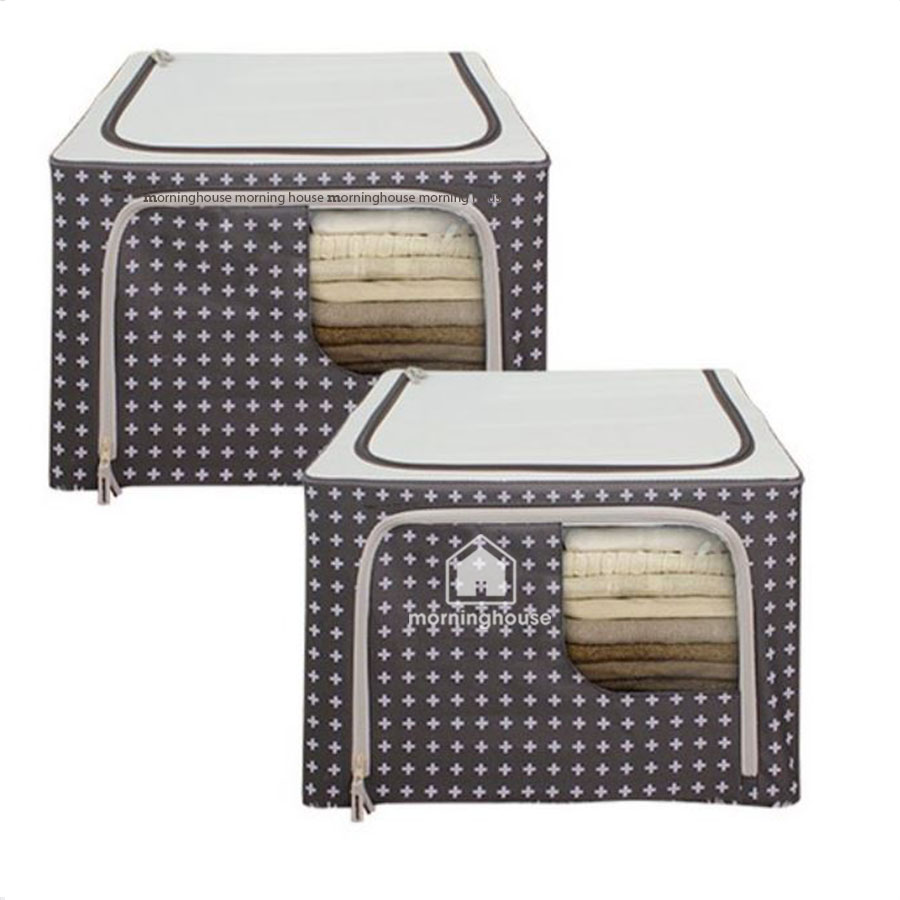 SET 2 TÚI ĐỰNG QUẦN ÁO KHUNG THÉP GẤP GỌN 66L -  Dài 50 cm x Rộng 40 cm x Cao 33 cm