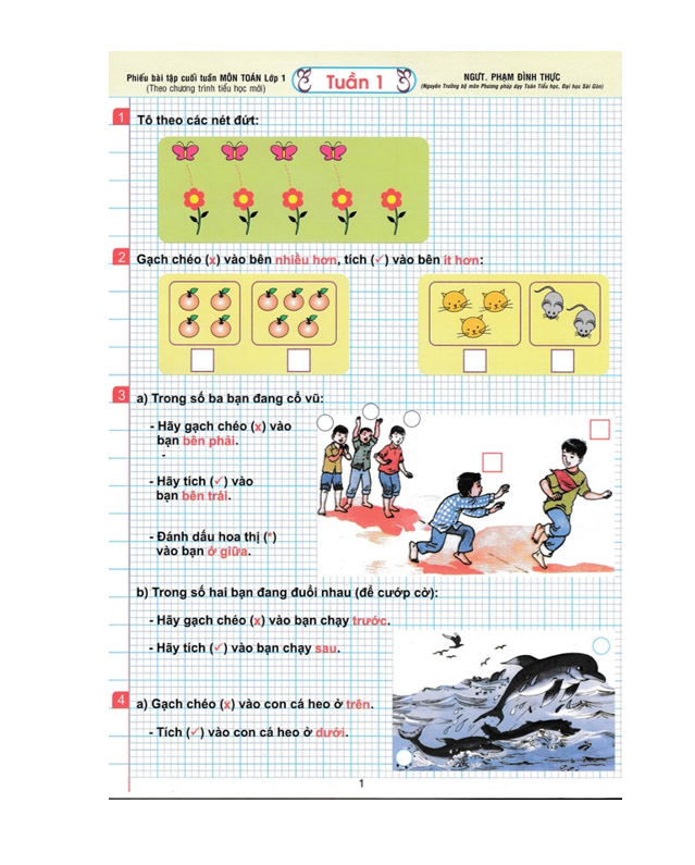 Sách - Phiếu Bài Tập Cuối Tuần Môn Toán Lớp 1 (Theo Chương Trình Tiểu Học Mới)