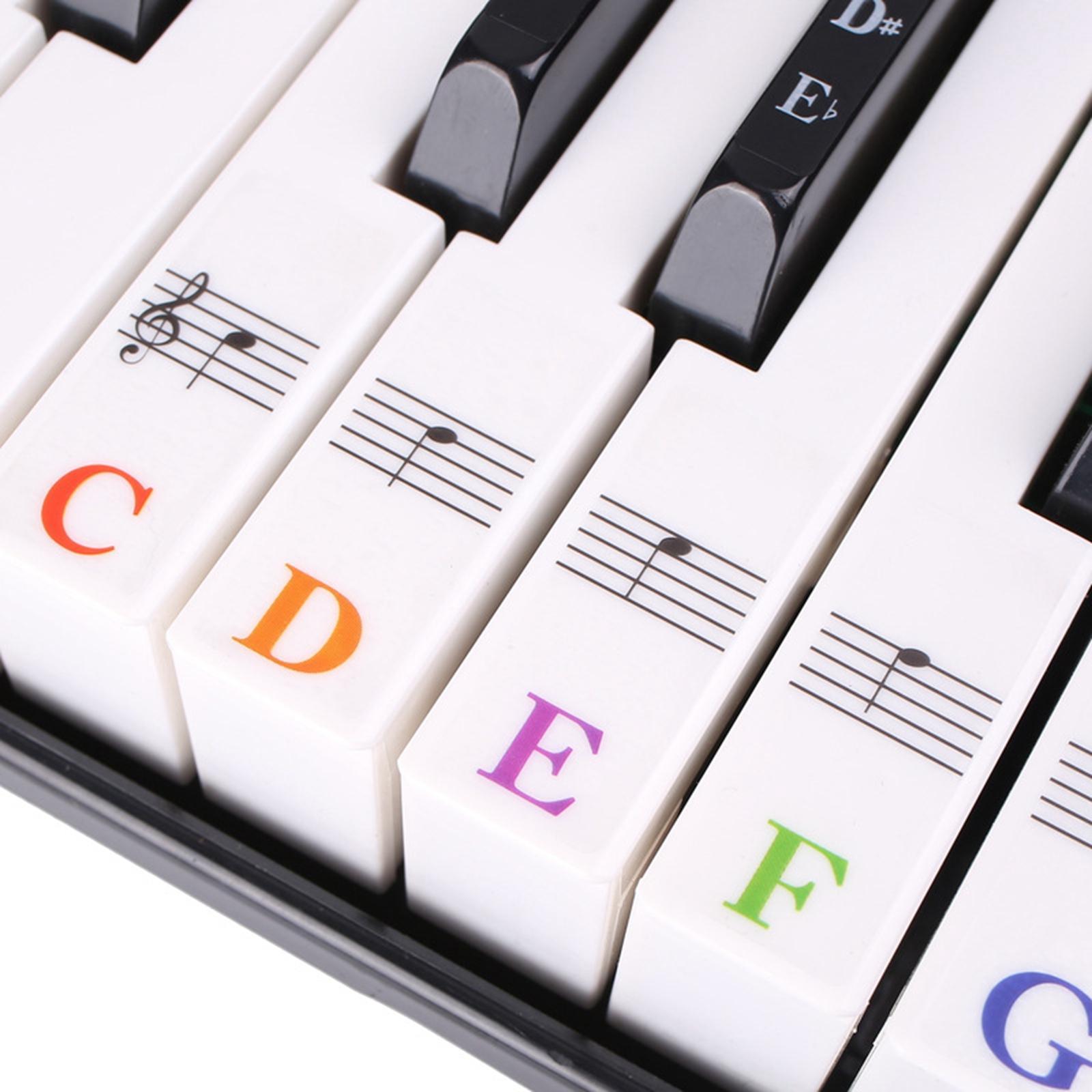 Piano Keyboard Sticker, Keyboard Decal, Music Note Labels, Colorful Bigger Letter Decal, Transparent Removable for 88 /61/ 54/ 49/37 Piano Keyboard