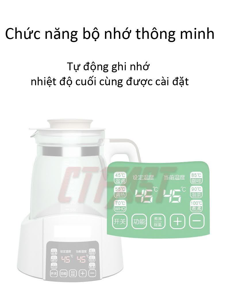 Máy hâm nước pha sữa, pha trà, pha cafe CTFAST - Miusuta 2021 ( 1200ml ) : Đun nước siêu tốc, tùy chỉnh và giữ nhiệt độ thông minh, điều khiển cảm ứng an toàn tiện dụng