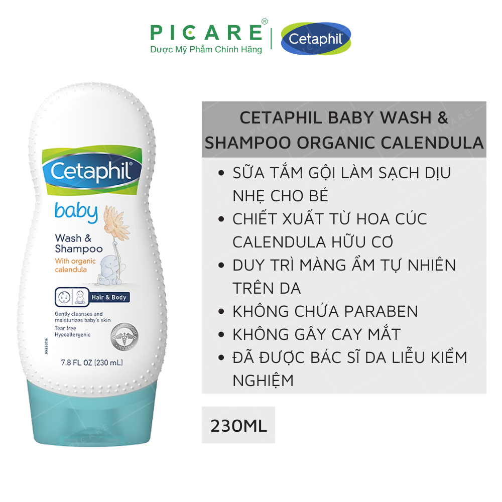 Hình ảnh Sữa Tắm Gội Cho Bé Cetaphil Baby Wash & Shampoo With Organic Calendula 230ml