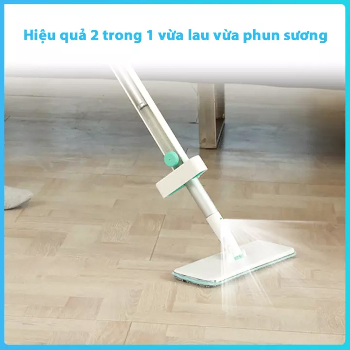 Combo 3 Bông Lau + 1 Cây Lau Nhà MyJae Sợi Microfiber Tự Vắt Phun Sương Xoay 360 Độ Thông Minh 138cm