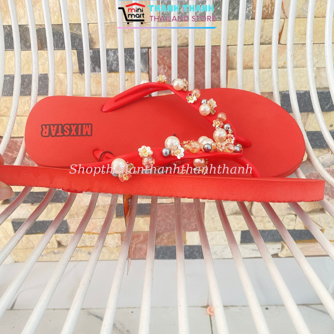 Dép tông nữ quai đính đá NGỌC TRAI xinh xắn Mixstar Thái Lan