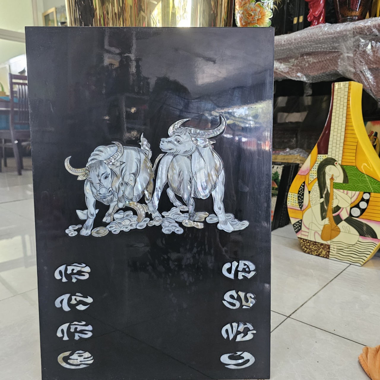 [XẢ KHO]Tranh lịch sơn mài cao cấp Thanh Bình Lê size 40x60 cm