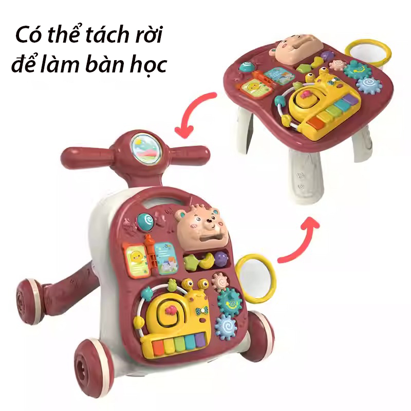 Nubie Xe Tập Đi Đa Năng 3IN1 Cho Bé Kết Hợp Bàn Đồ Chơi, Có Nhạc 3in1 Kèm Bảng Vẽ, Dụng Cụ Tập Đi Chống Lật Chống Trượt
