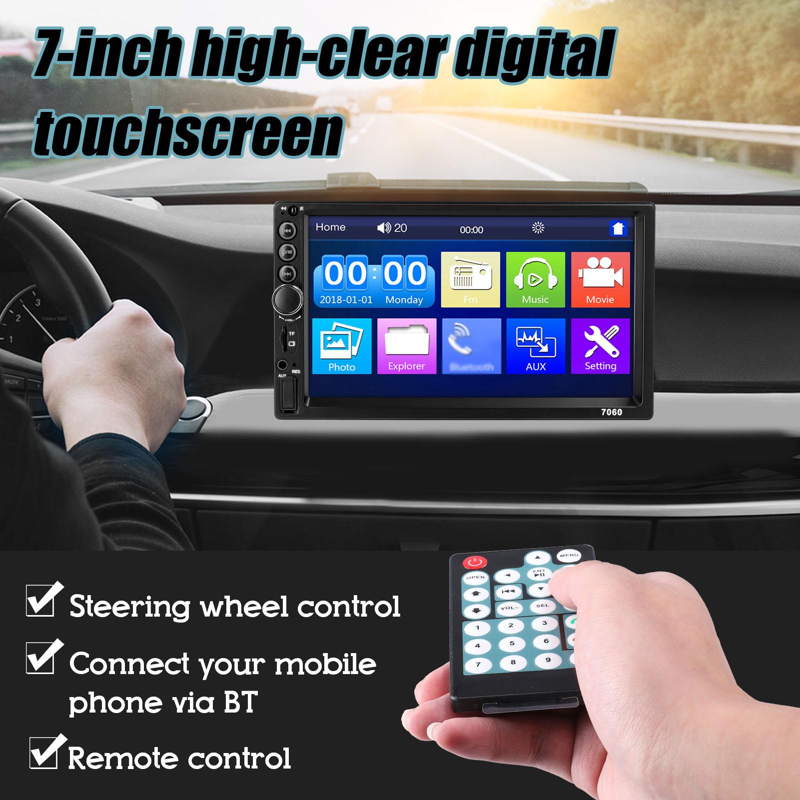 7 Inch Car MP5 Player Double Din Stereo FM Radio BT Hands-Free Calling Support TF Card/USB/AUX-IN Link Reverse Picture