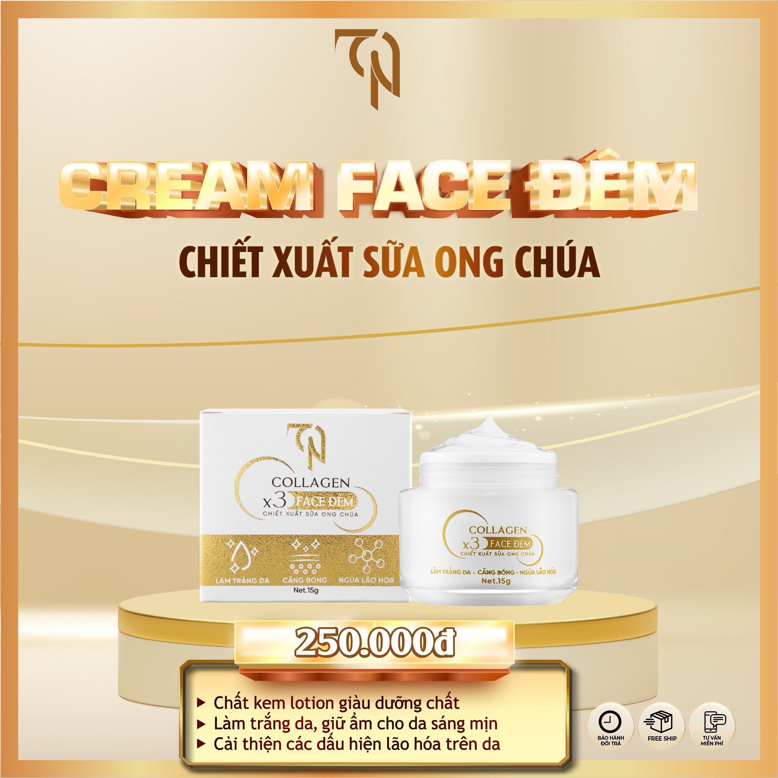 Kem Face Ngày Và Đêm Đông Trùng Hạ Thảo Collagen x3 Mỹ Phẩm Đông Anh Chính Hãng 15g Dưỡng Ẩm Trắng Da Ngăn Ngừa Lão Hóa