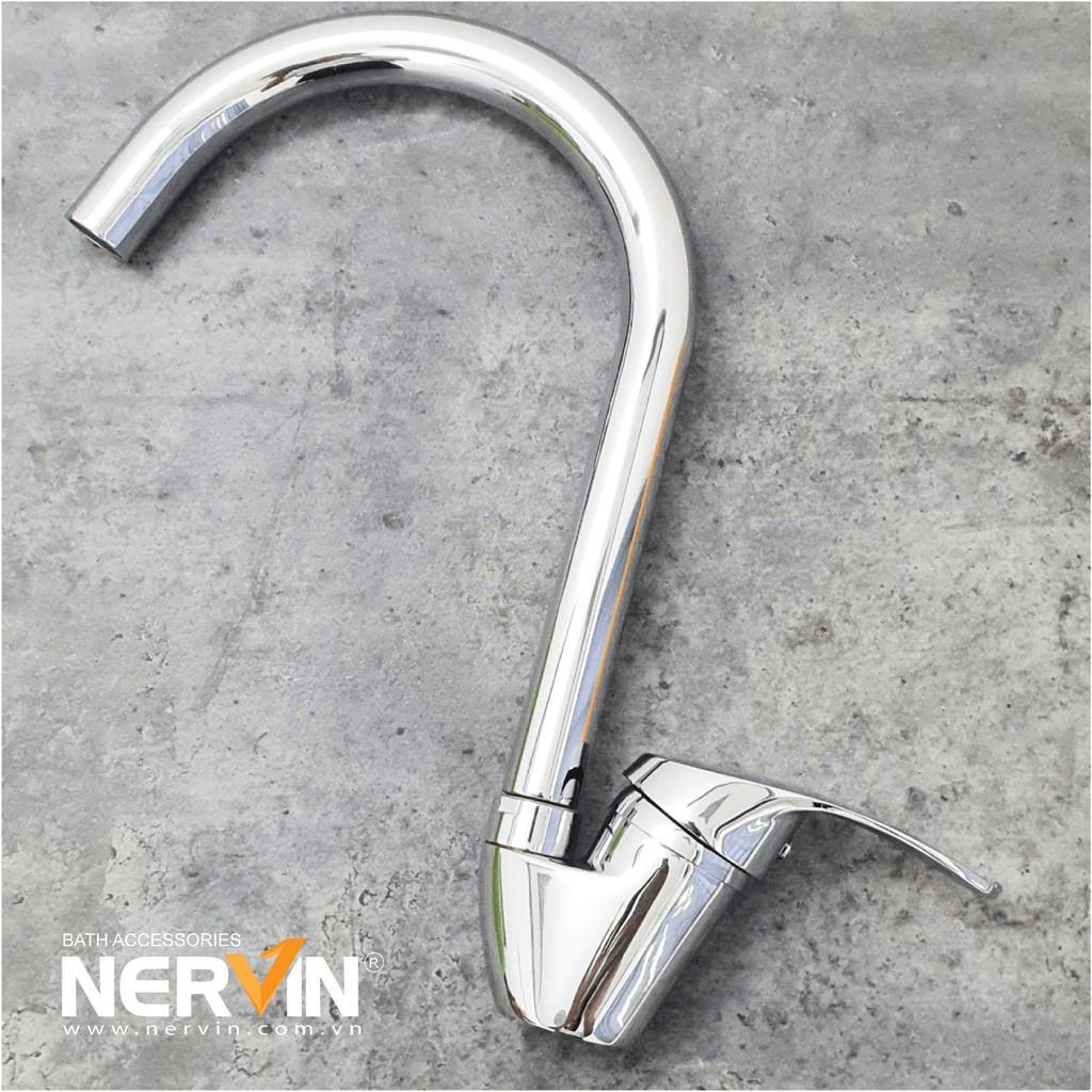 Vòi rửa chén bát nóng lạnh inox mạ crom bóng NERVIN NV-3022H