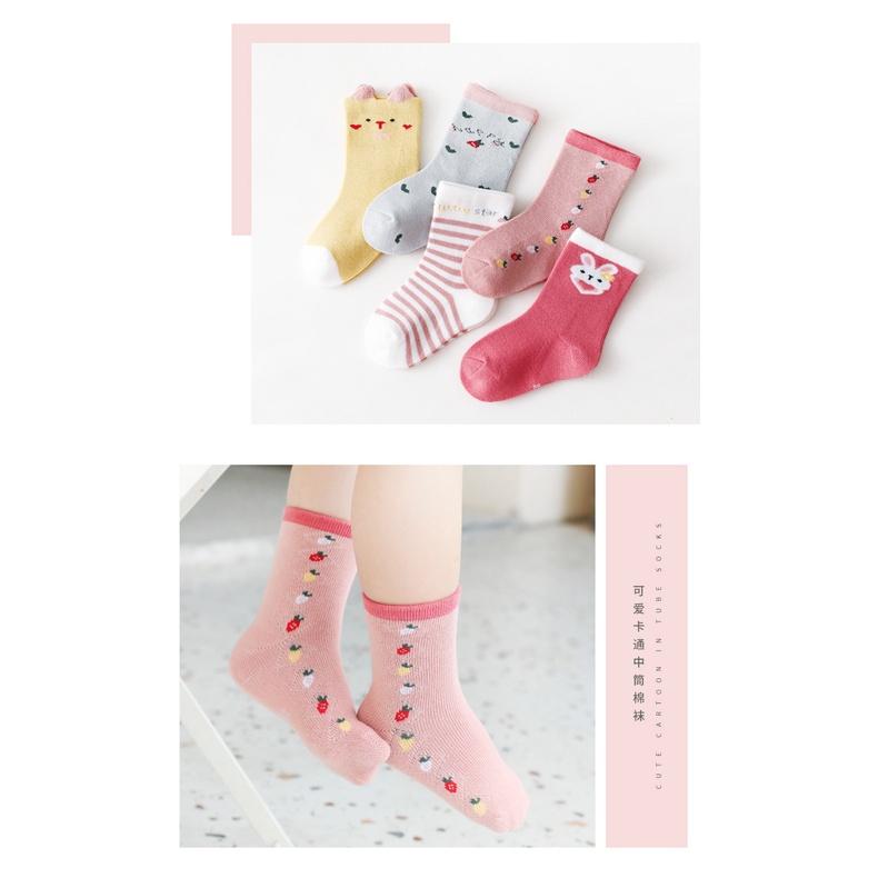 Set 5 Đôi Tất Vớ Đáng Yêu Cổ Cao Chất Dày Cho Bé Trai, Bé Gái, Trẻ Em, Sơ Sinh 0-3 tuổi Bebé Tí Tẹo