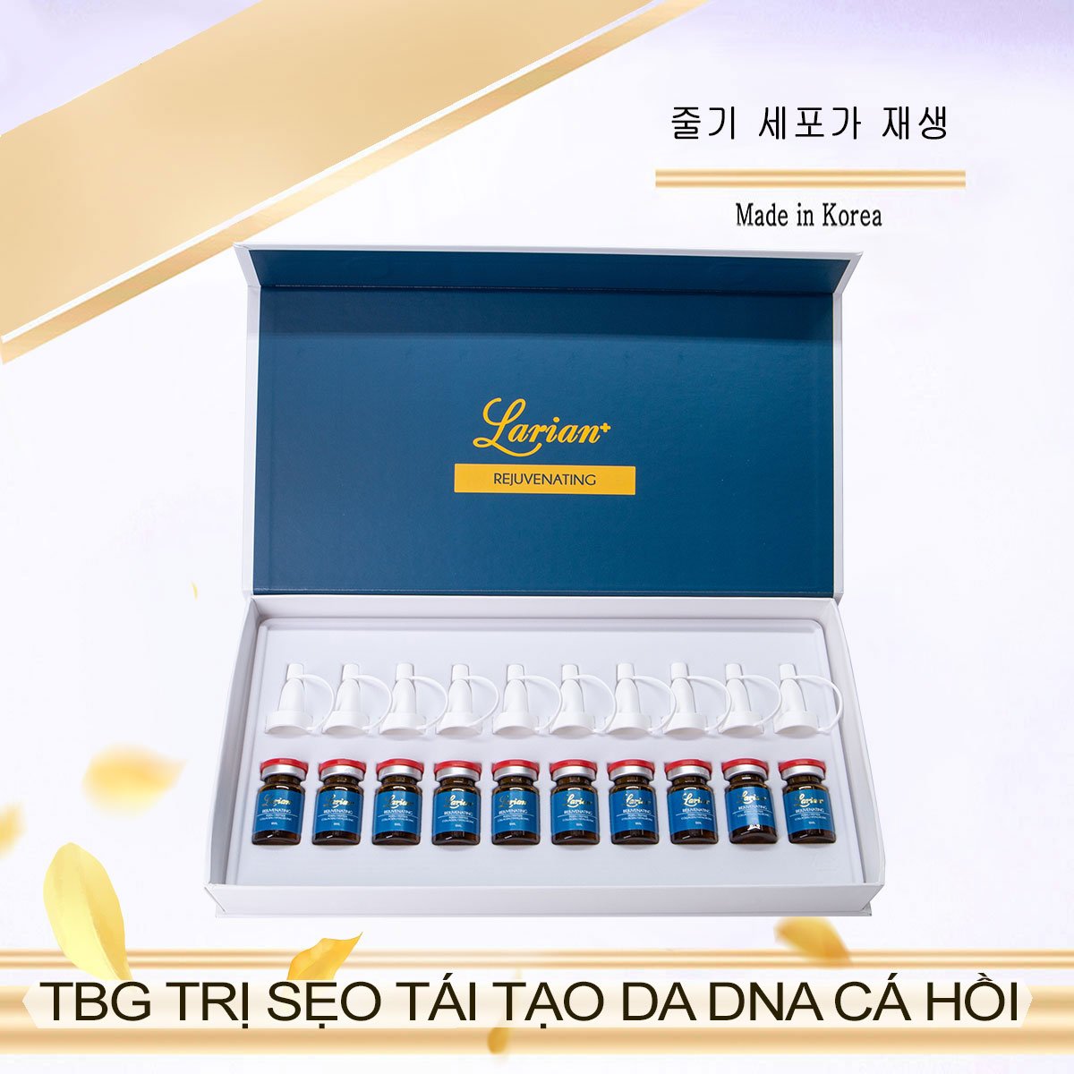 Hộp 10 lọ Tế bào gốc DNA cá hồi hỗ trợ cải thiện sẹo rỗ LARIAN REJUVENATING