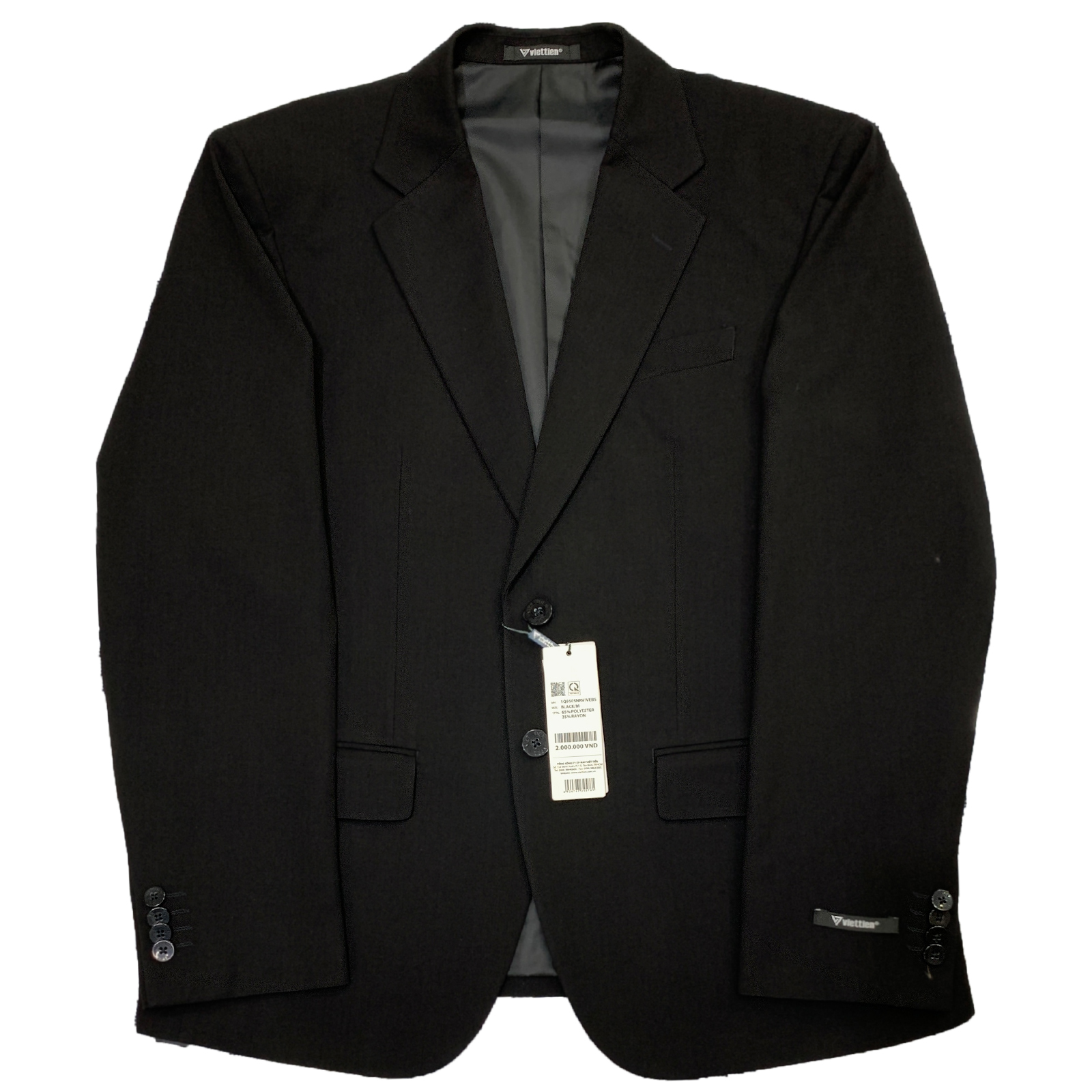 Viettien - Bộ vest nam phong cách thời thượng màu đen 1Q9505