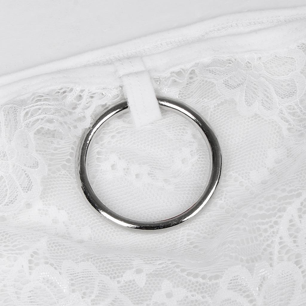 Men's T-Back Underwear Low-rise Man Bikini G-String Thong Briefs Wrap White
